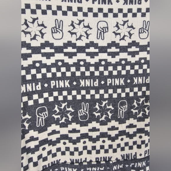 Victoria's Secret Pink Thermal Printed One Piece Long Jane Sleepwear sz L - Picture 5 of 7